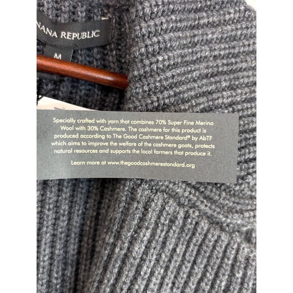 Banana Republic Cashmere Merino Cardigan Gray Pockets M Duster Collared NWT - Picture 8 of 13
